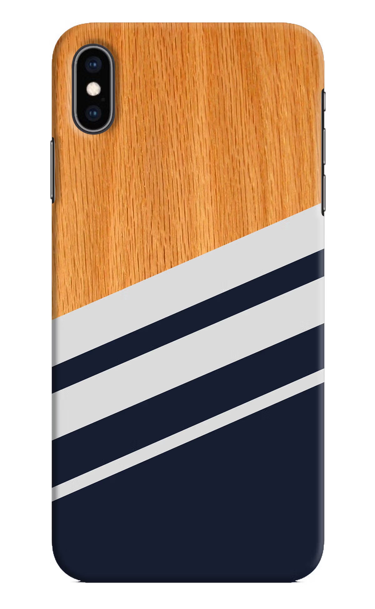Blue and white wooden iPhone XS Max Hard Case Back Cover by Casekaro