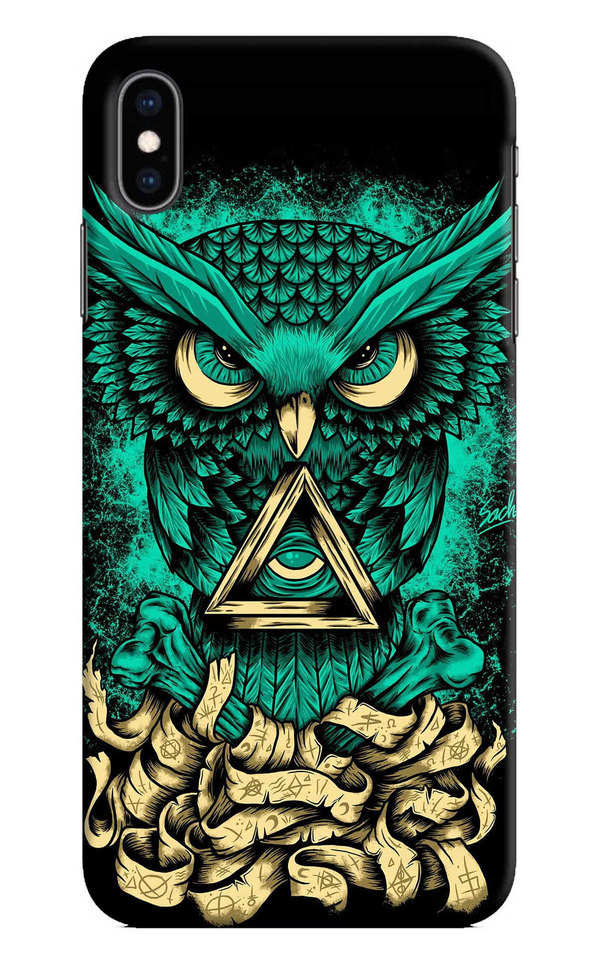 Green Owl iPhone XS Max Hard Case Back Cover by Casekaro