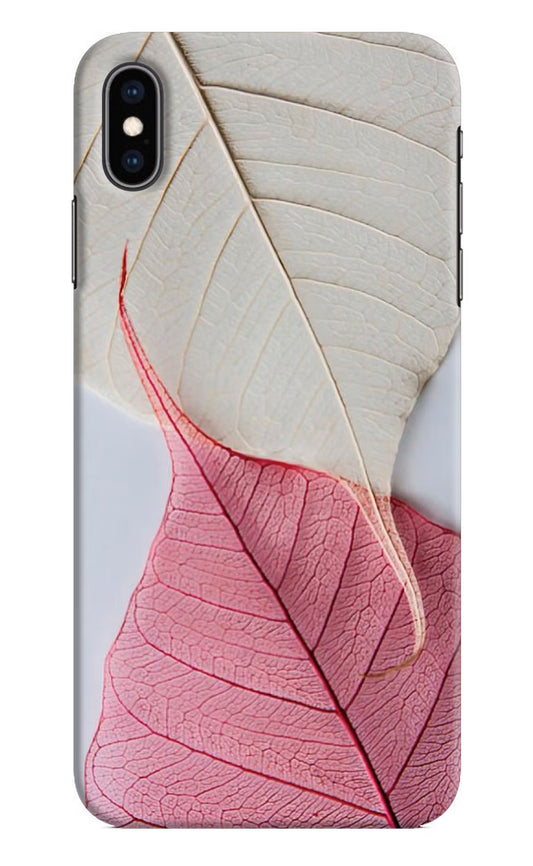 White Pink Leaf iPhone XS Max Hard Case Back Cover by Casekaro