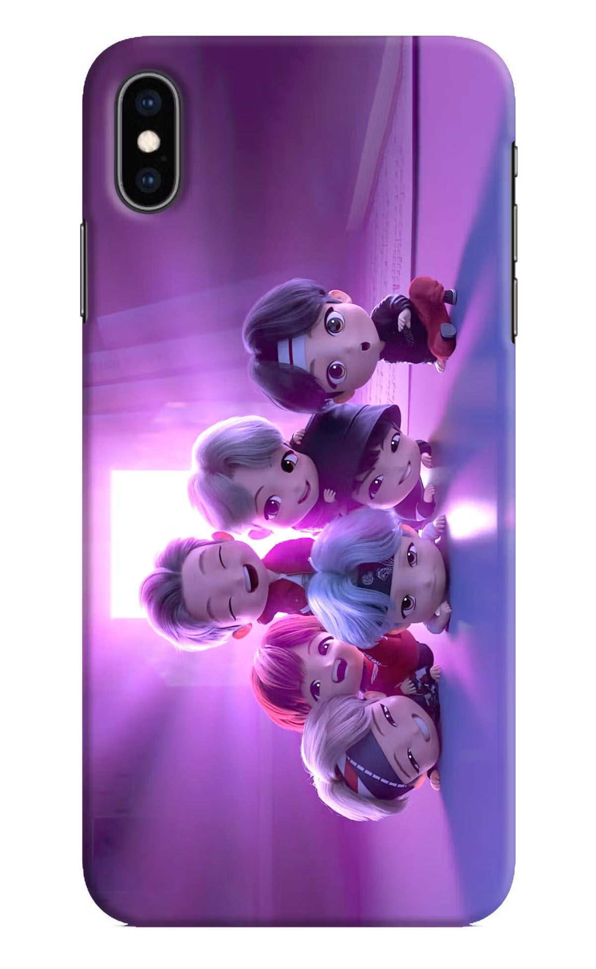 BTS Chibi iPhone XS Max Hard Case Back Cover by Casekaro
