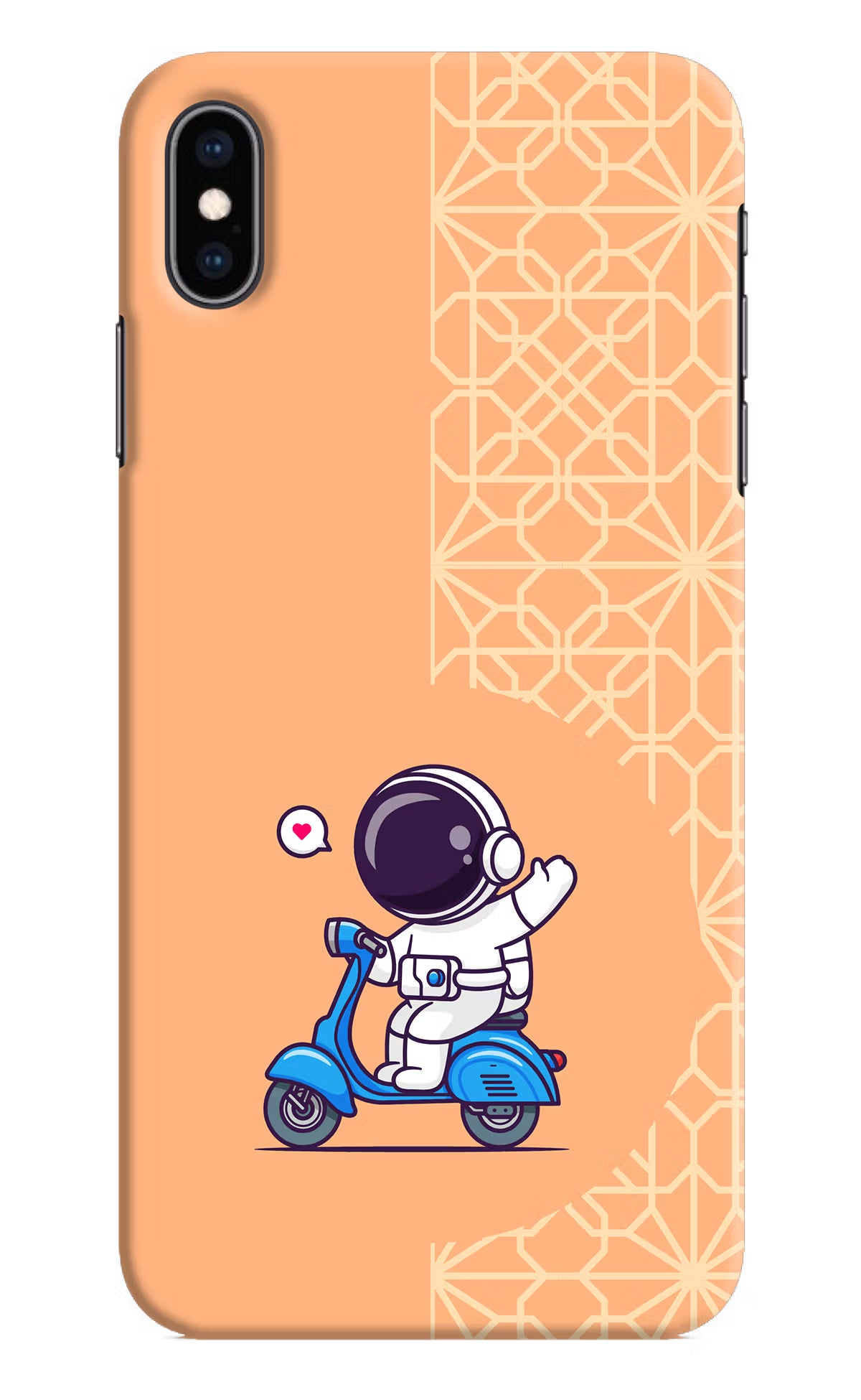 Cute Astronaut Riding iPhone XS Max Hard Case Back Cover by Casekaro