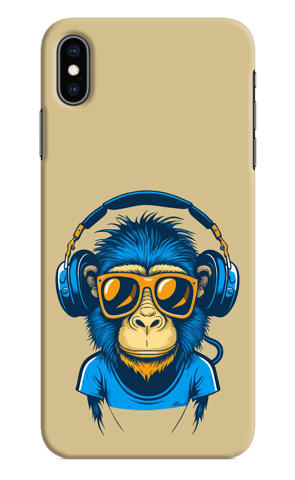 Monkey Headphone iPhone XS Max Hard Case Back Cover by Casekaro