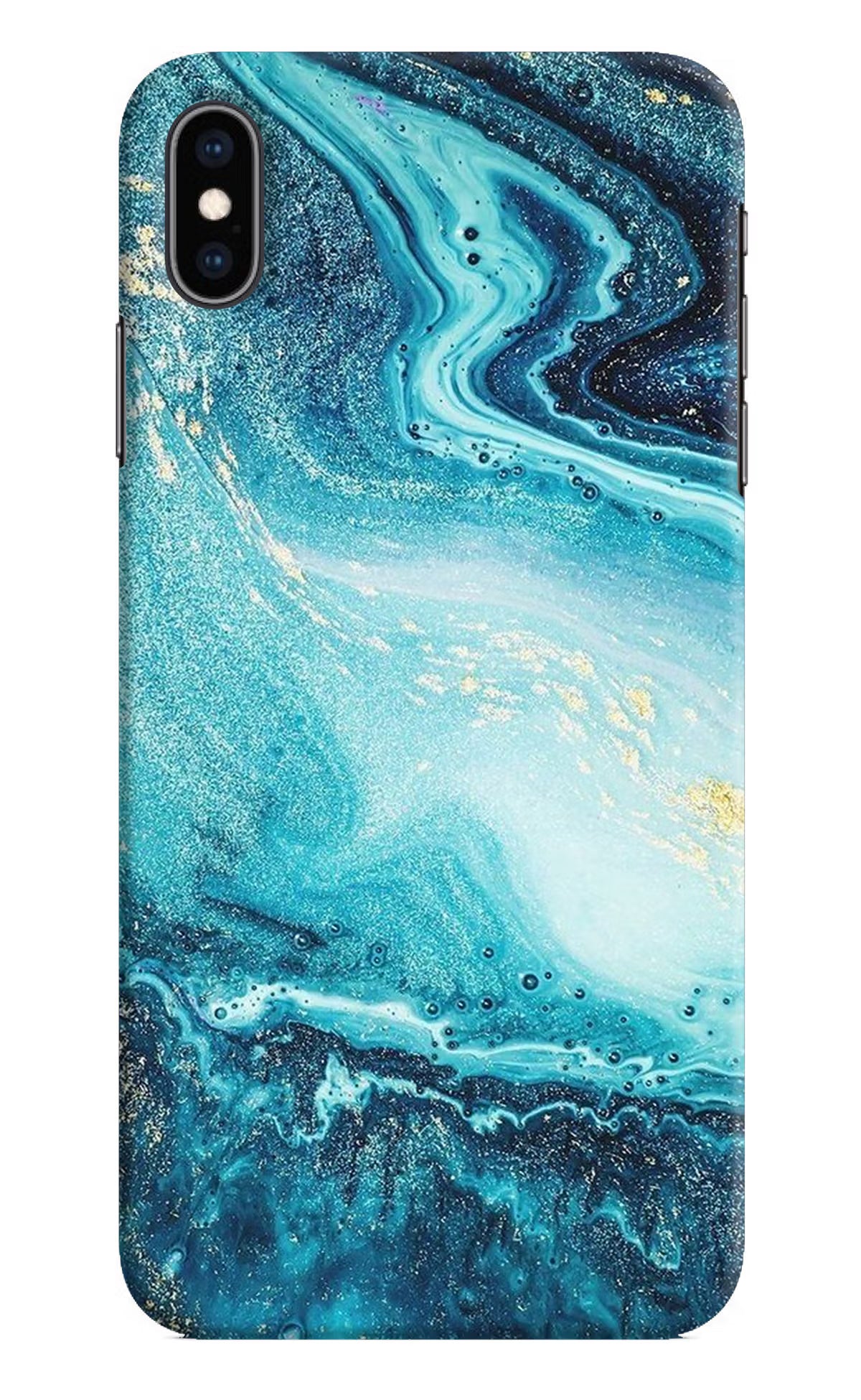 Blue Glitter Marble iPhone XS Max Hard Case Back Cover by Casekaro