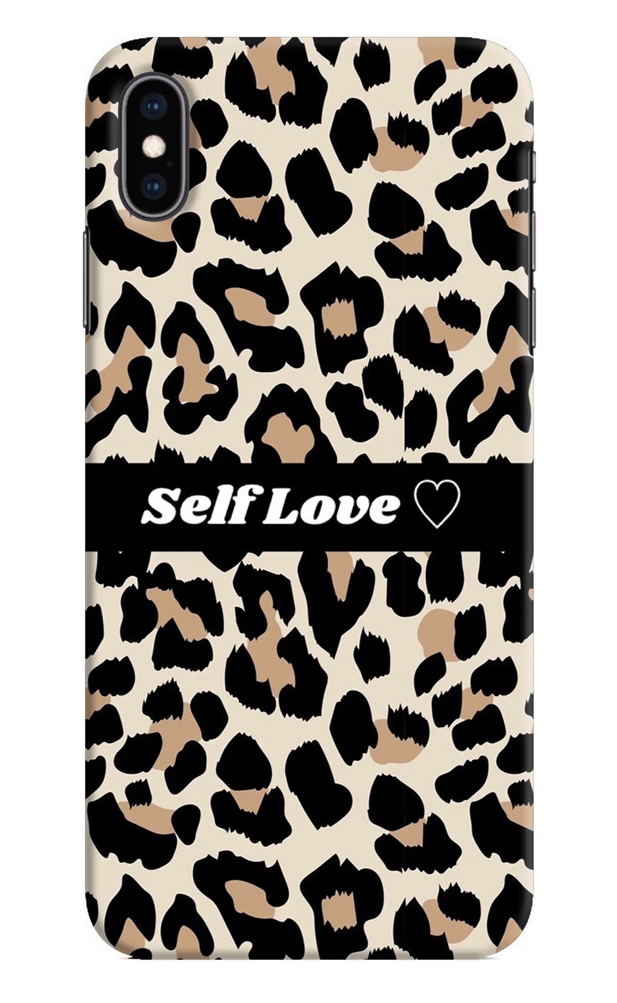 Leopard Print Self Love iPhone XS Max Hard Case Back Cover by Casekaro