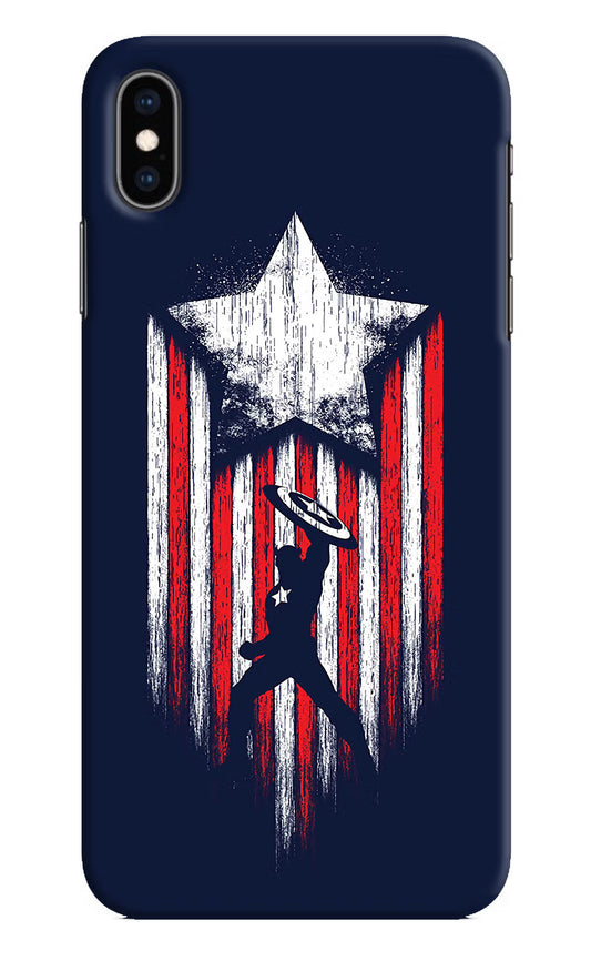 Captain America Marvel Art iPhone XS Max Hard Case Back Cover by Casekaro