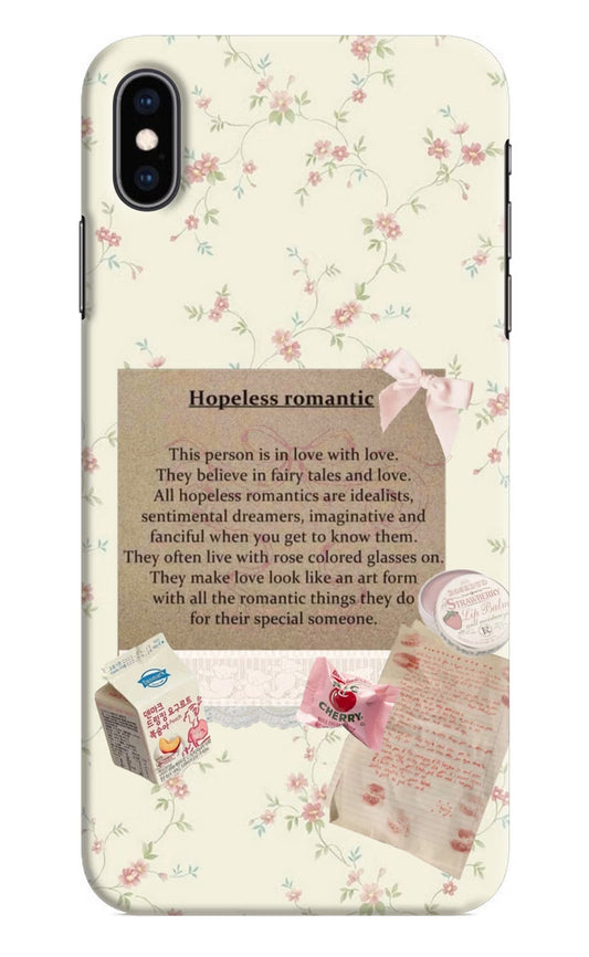 Hopeless Romantic iPhone XS Max Hard Case Back Cover by Casekaro