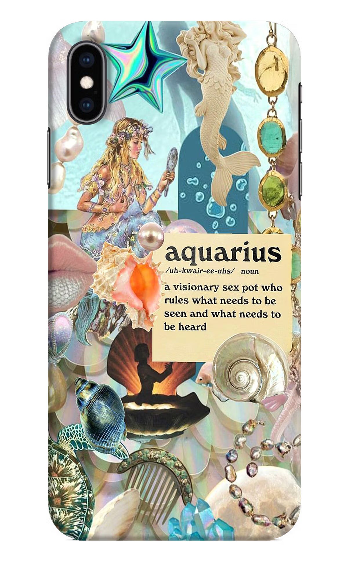 Aquarius Zodiac iPhone XS Max Hard Case Back Cover by Casekaro