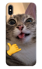 Silly Cat Call iPhone XS Max Hard Case Back Cover by Casekaro