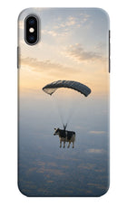 Skydiving Cow iPhone XS Max Hard Case Back Cover by Casekaro
