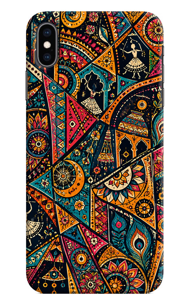 Folk Print iPhone XS Max Hard Case Back Cover by Casekaro