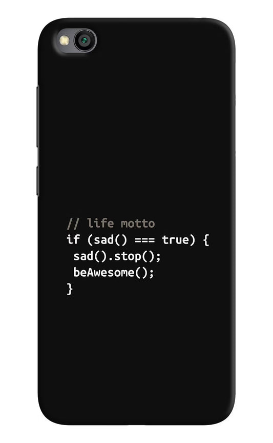 Life Motto Code Redmi Go Hard Case Back Cover by Casekaro