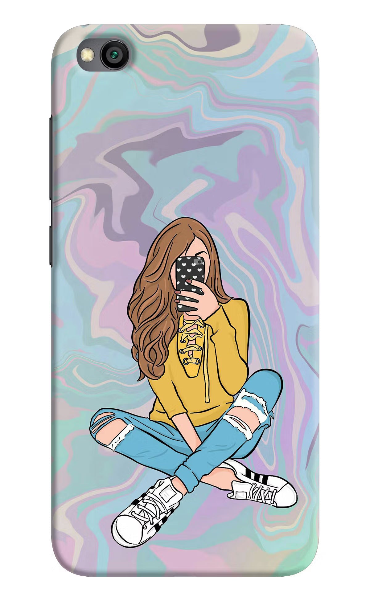 Selfie Girl Redmi Go Hard Case Back Cover by Casekaro