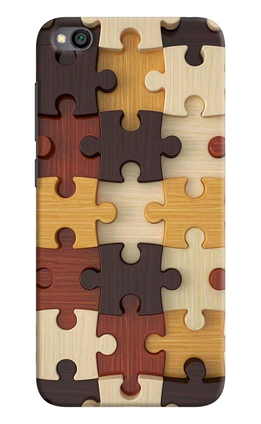 Wooden Puzzle Redmi Go Back Cover, Hard case