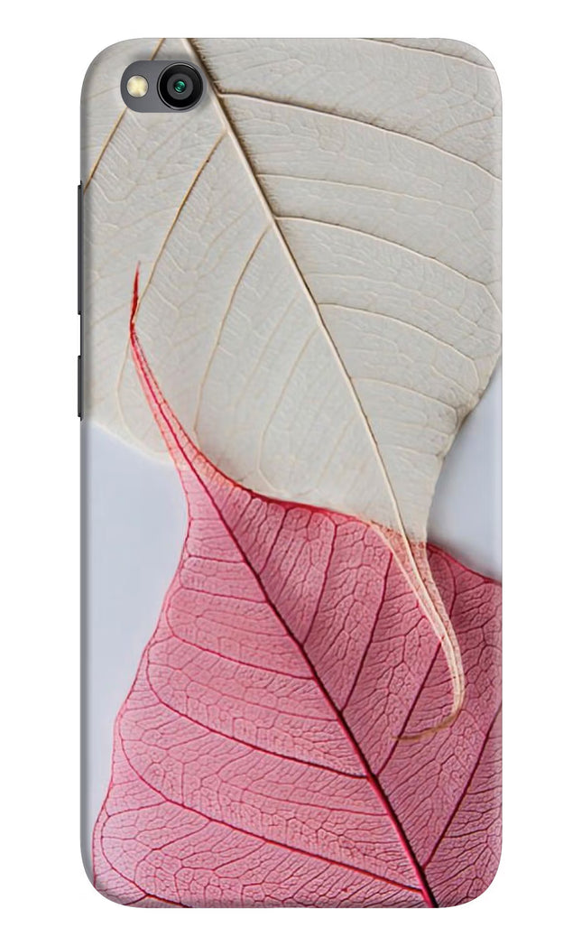White Pink Leaf Redmi Go Hard Case Back Cover by Casekaro