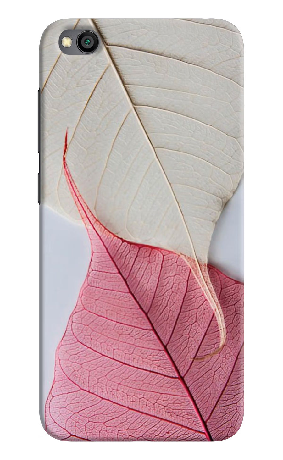 White Pink Leaf Redmi Go Back Cover, Hard case