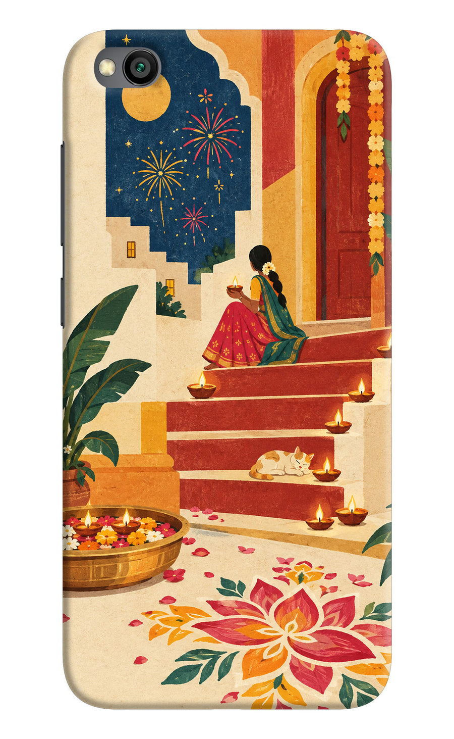 Diwali Rangoli Redmi Go Back Cover, Hard case