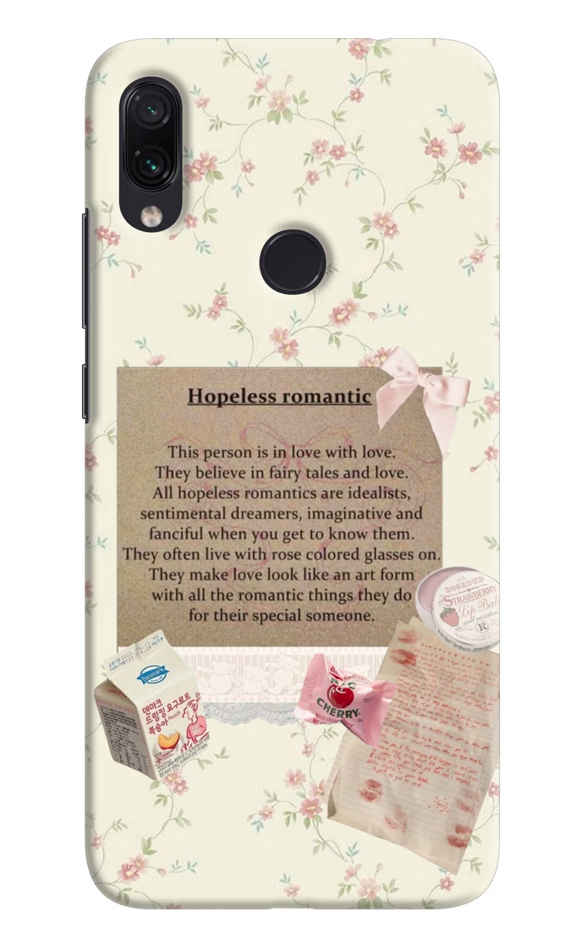 Hopeless Romantic Redmi Note 7S Hard Case Back Cover by Casekaro