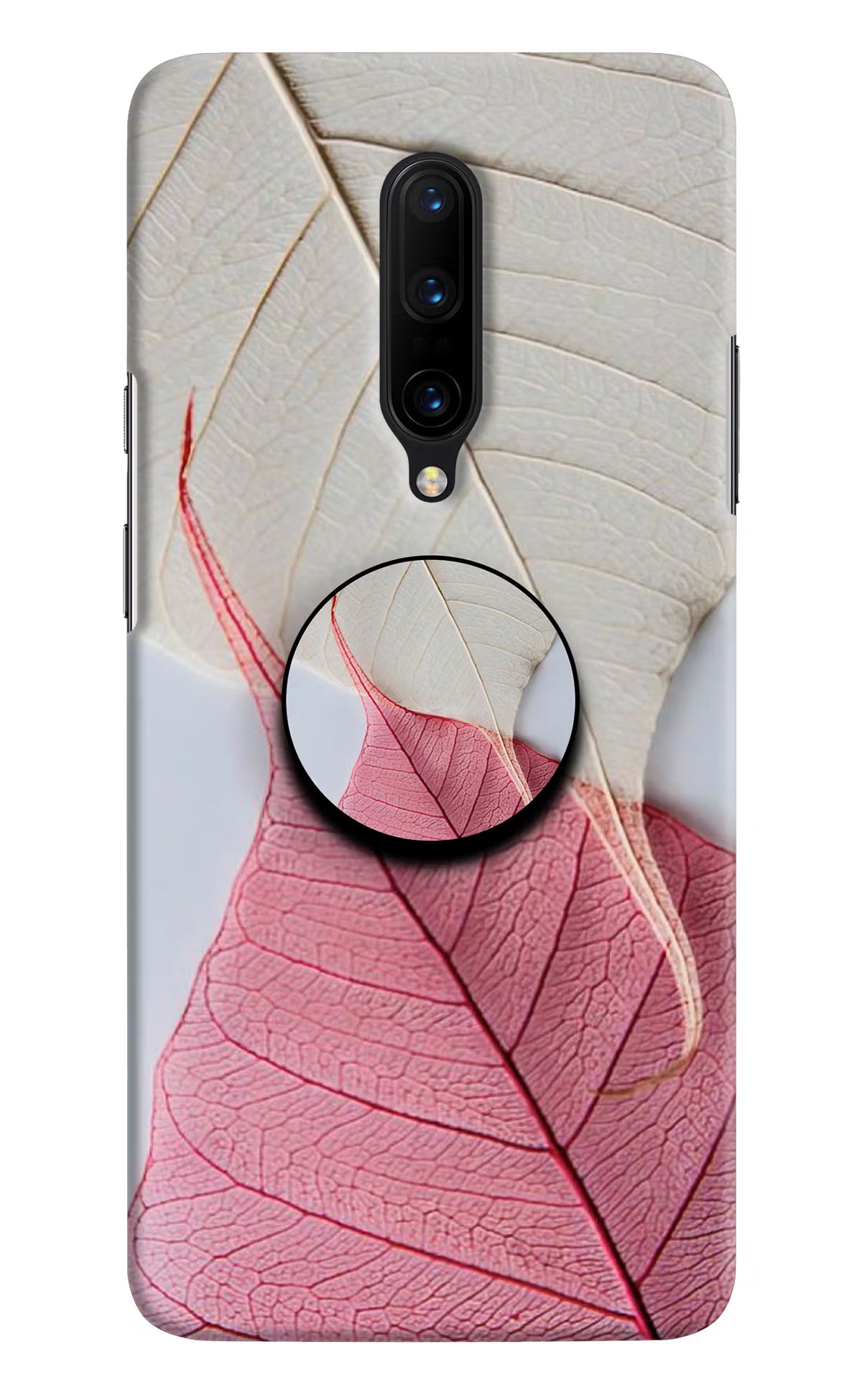 White Pink Leaf Oneplus 7 Pro Pop Case by Casekaro