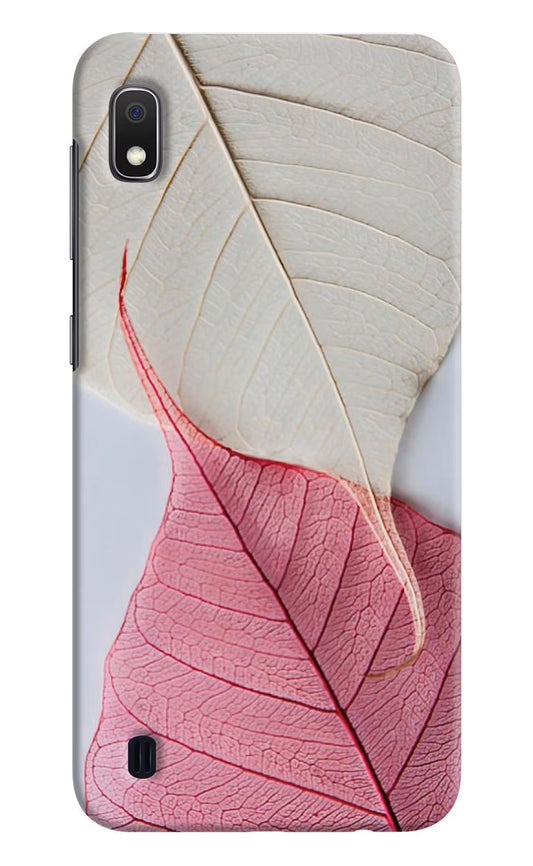 White Pink Leaf Samsung A10 Hard Case Back Cover by Casekaro