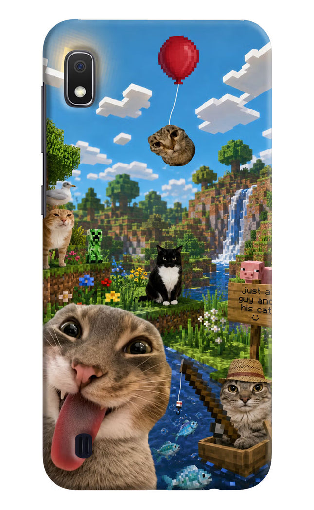 Minecraft Cat Chaos Samsung A10 Hard Case Back Cover by Casekaro