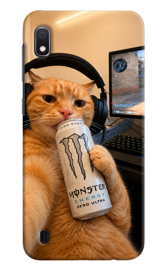 Gamer Cat Energy Samsung A10 Hard Case Back Cover by Casekaro