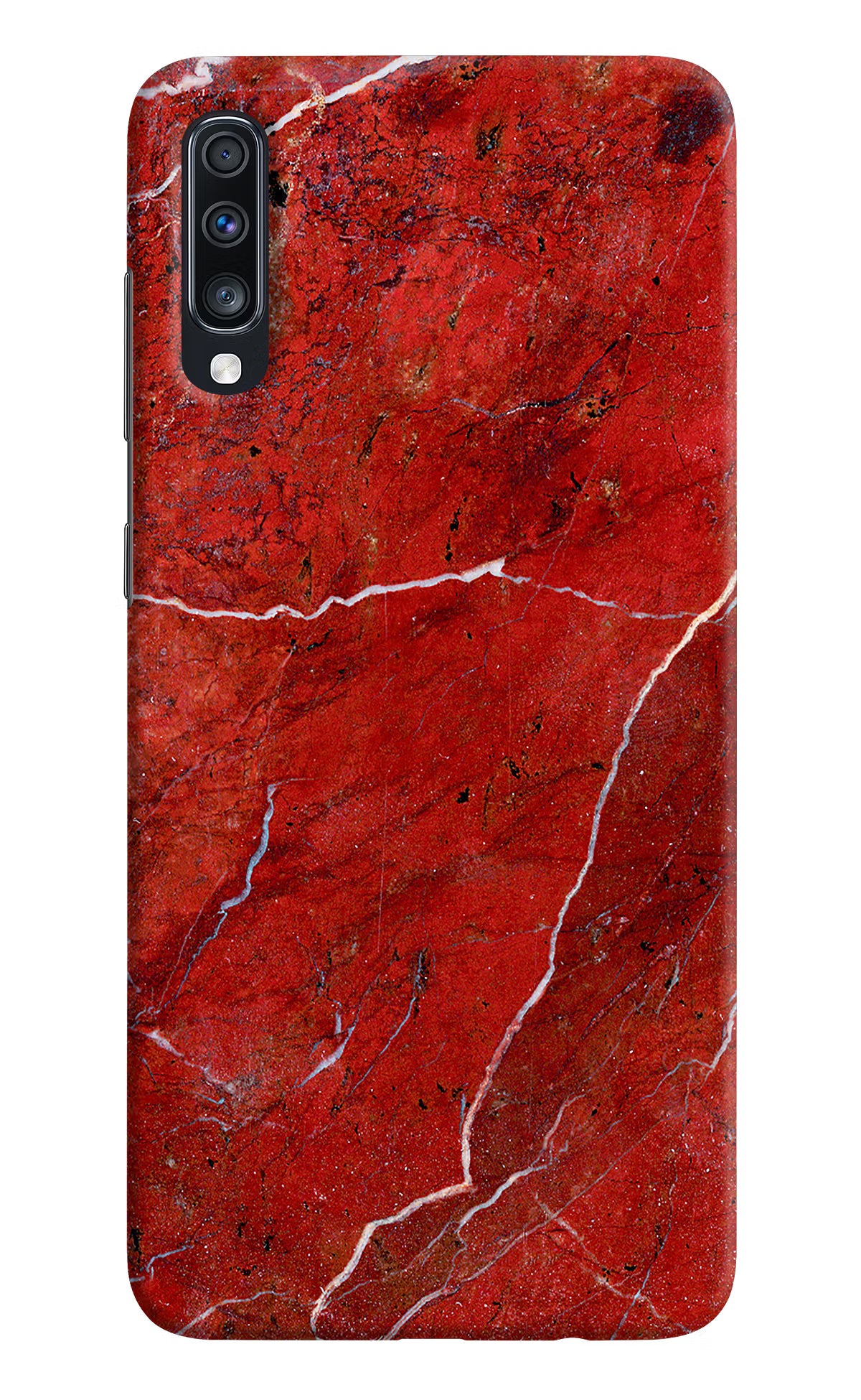 Red Marble Design Samsung A70 Hard Case Back Cover by Casekaro