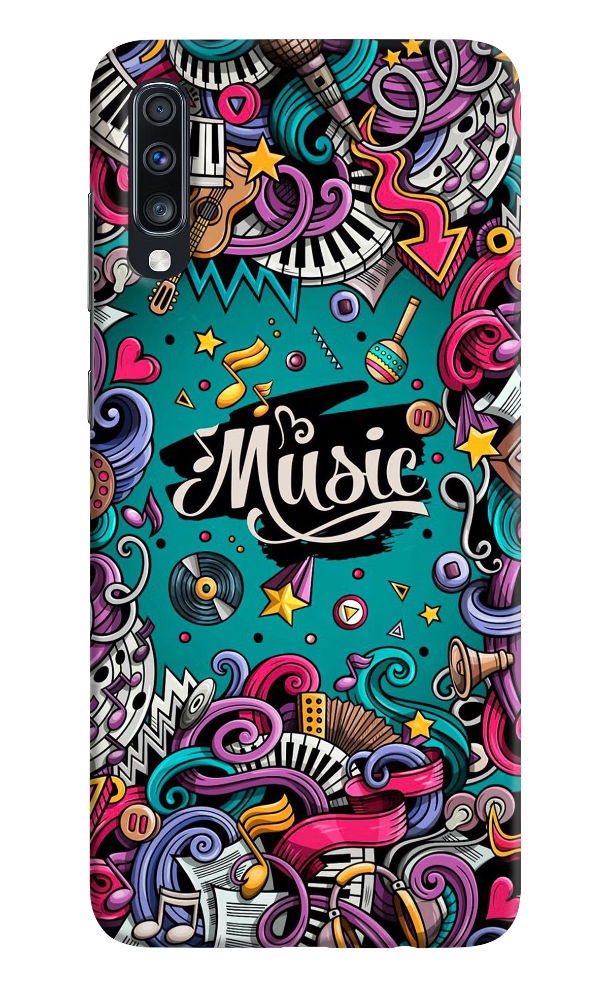 Music Graffiti Samsung A70 Hard Case Back Cover by Casekaro
