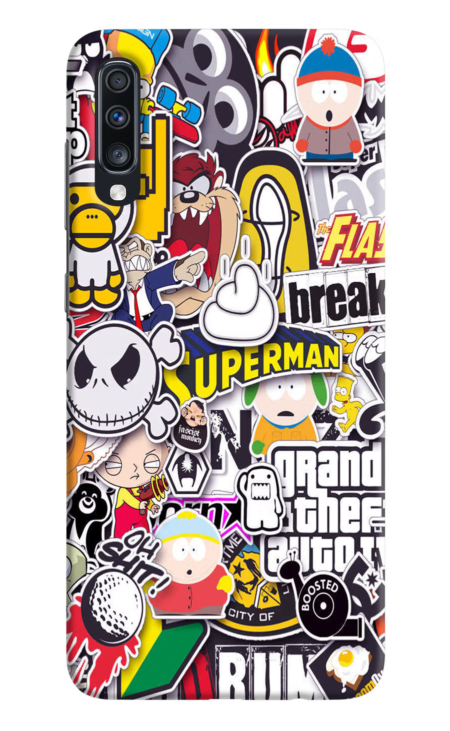 Sticker Bomb Samsung A70 Back Cover, Hard case