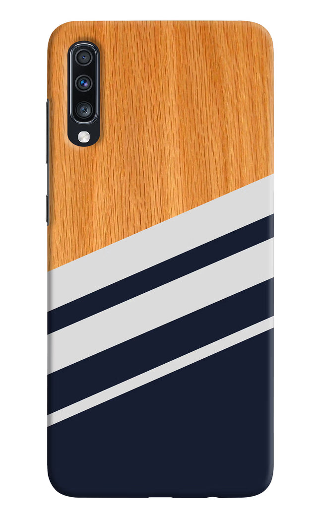 Blue and white wooden Samsung A70 Hard Case Back Cover by Casekaro