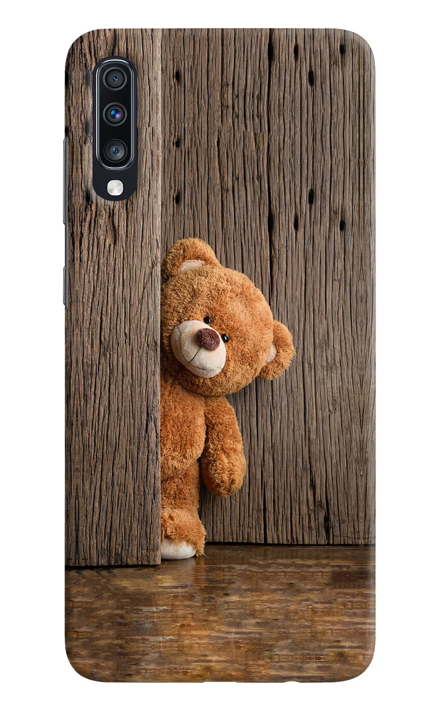 Teddy Wooden Samsung A70 Back Cover, Hard case