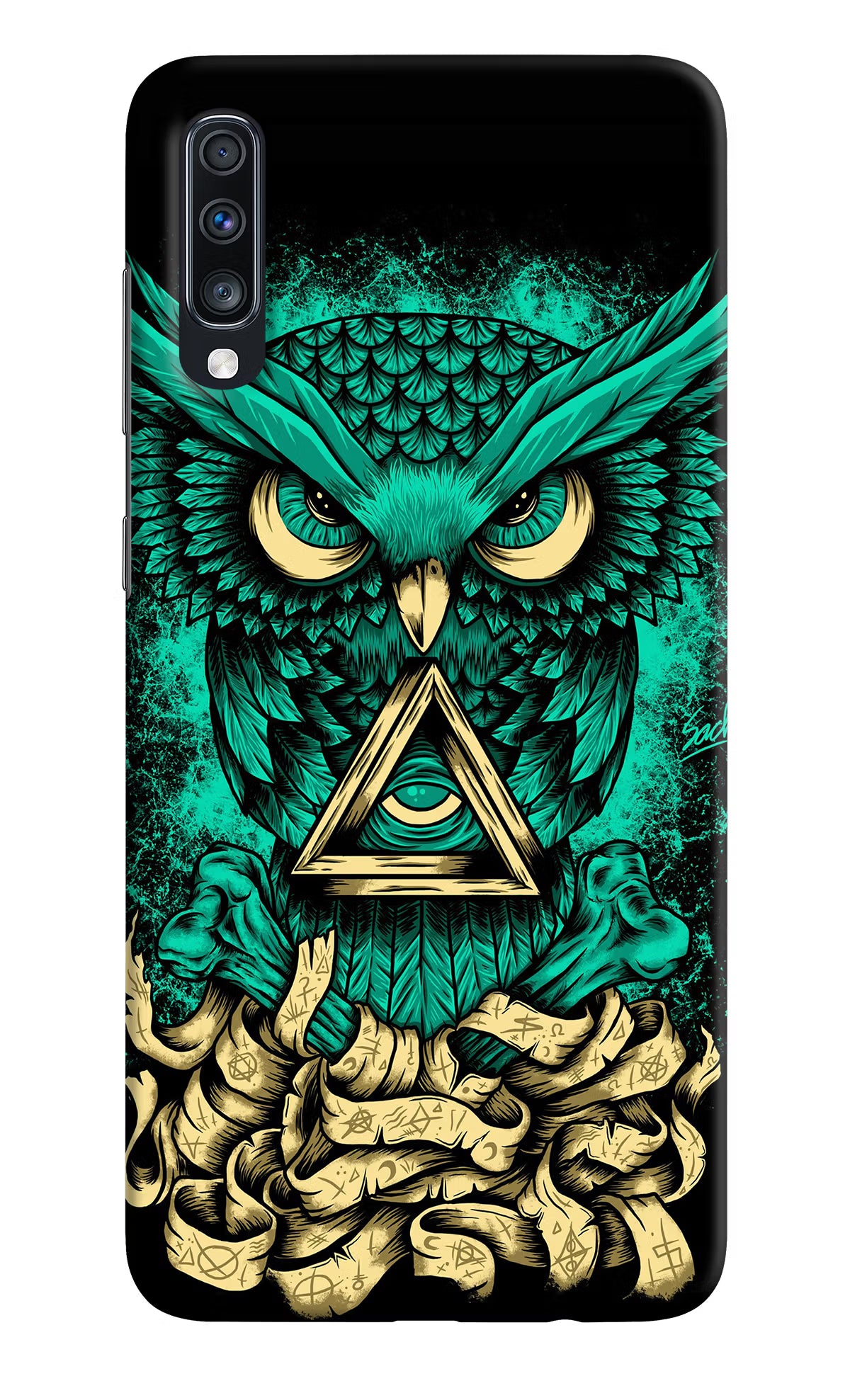 Green Owl Samsung A70 Hard Case Back Cover by Casekaro