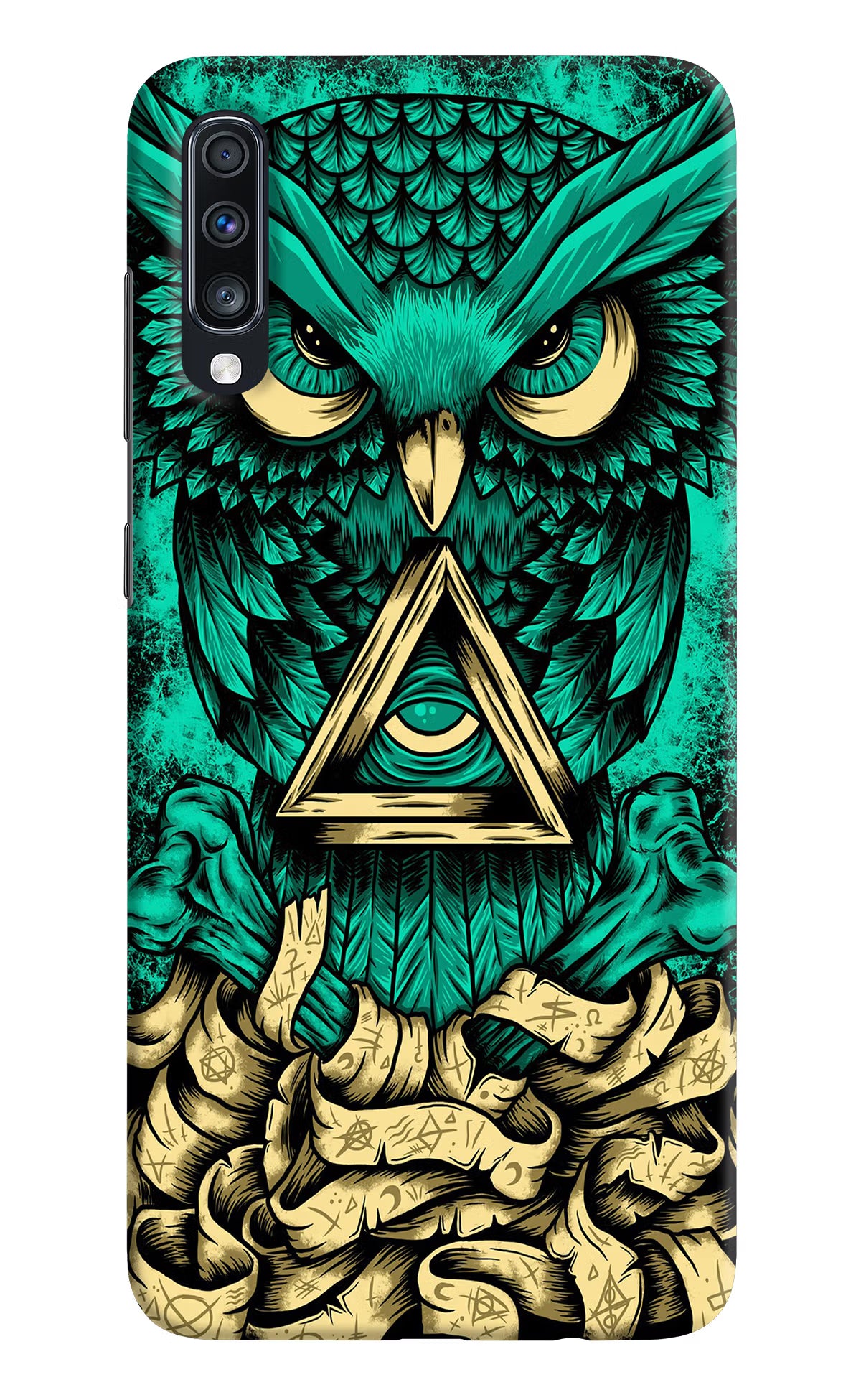 Green Owl Samsung A70 Hard Case Back Cover by Casekaro