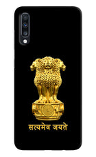 Satyamev Jayate Golden Samsung A70 Hard Case Back Cover by Casekaro