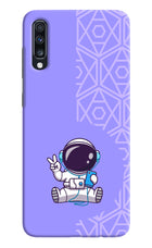 Cute Astronaut Chilling Samsung A70 Hard Case Back Cover by Casekaro