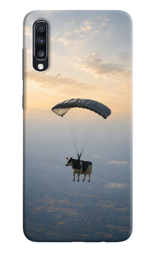Skydiving Cow Samsung A70 Hard Case Back Cover by Casekaro