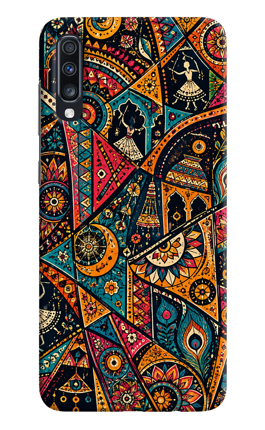 Folk Print Samsung A70 Back Cover, Hard case