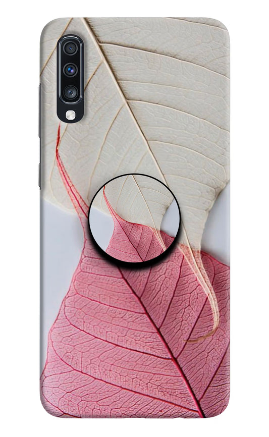 White Pink Leaf Samsung A70 Pop Case by Casekaro