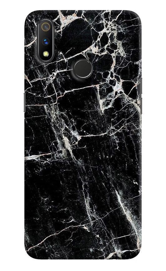Black Marble Texture Realme 3 Pro Hard Case Back Cover by Casekaro