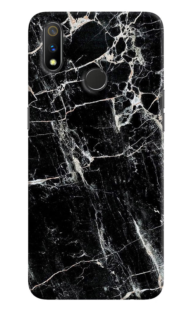 Black Marble Texture Realme 3 Pro Hard Case Back Cover by Casekaro