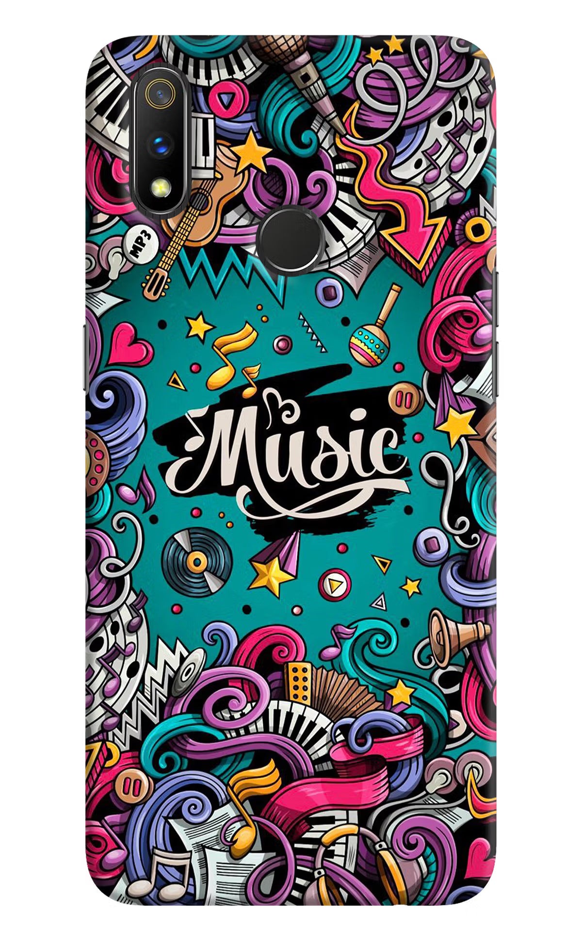 Music Graffiti Realme 3 Pro Hard Case Back Cover by Casekaro