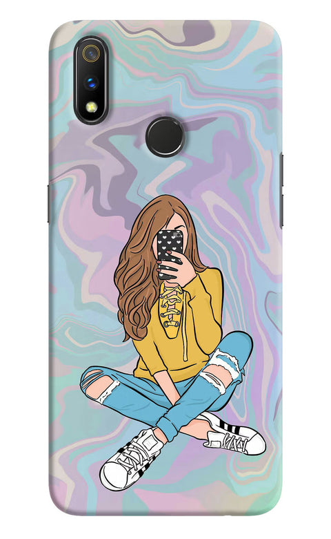 Selfie Girl Realme 3 Pro Back Cover