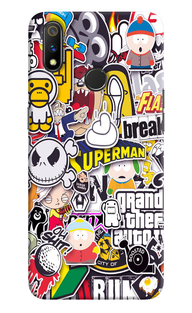 Sticker Bomb Realme 3 Pro Hard Case Back Cover by Casekaro