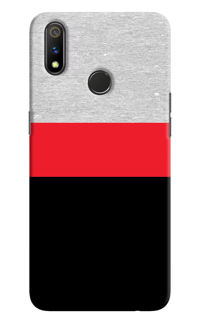Tri Color Pattern Realme 3 Pro Hard Case Back Cover by Casekaro