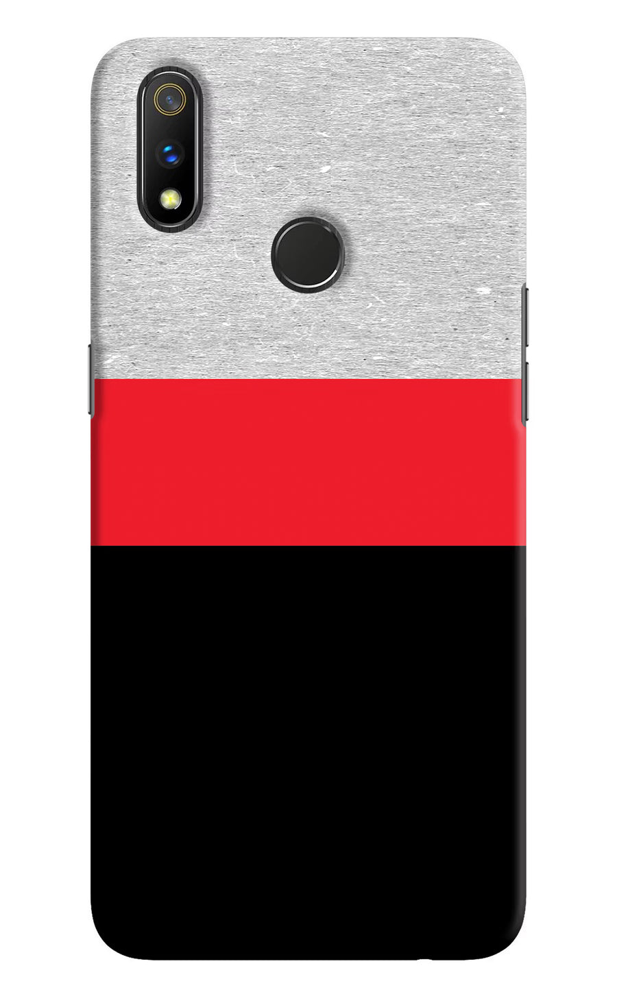 Tri Color Pattern Realme 3 Pro Back Cover, Hard case