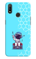 Cute Astronaut Chilling Realme 3 Pro Hard Case Back Cover by Casekaro
