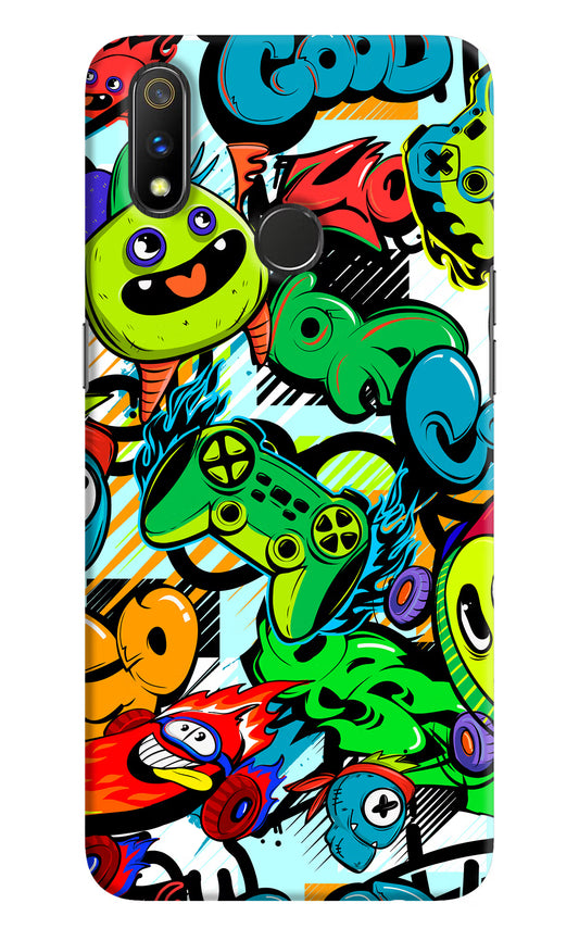 Game Doodle Realme 3 Pro Hard Case Back Cover by Casekaro