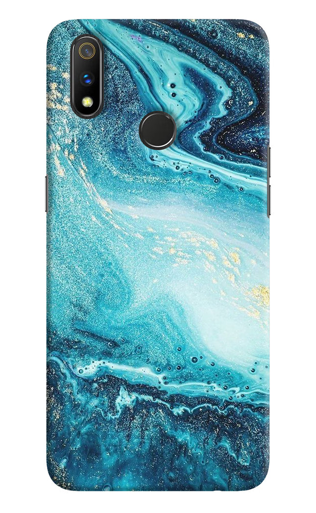 Blue Glitter Marble Realme 3 Pro Hard Case Back Cover by Casekaro
