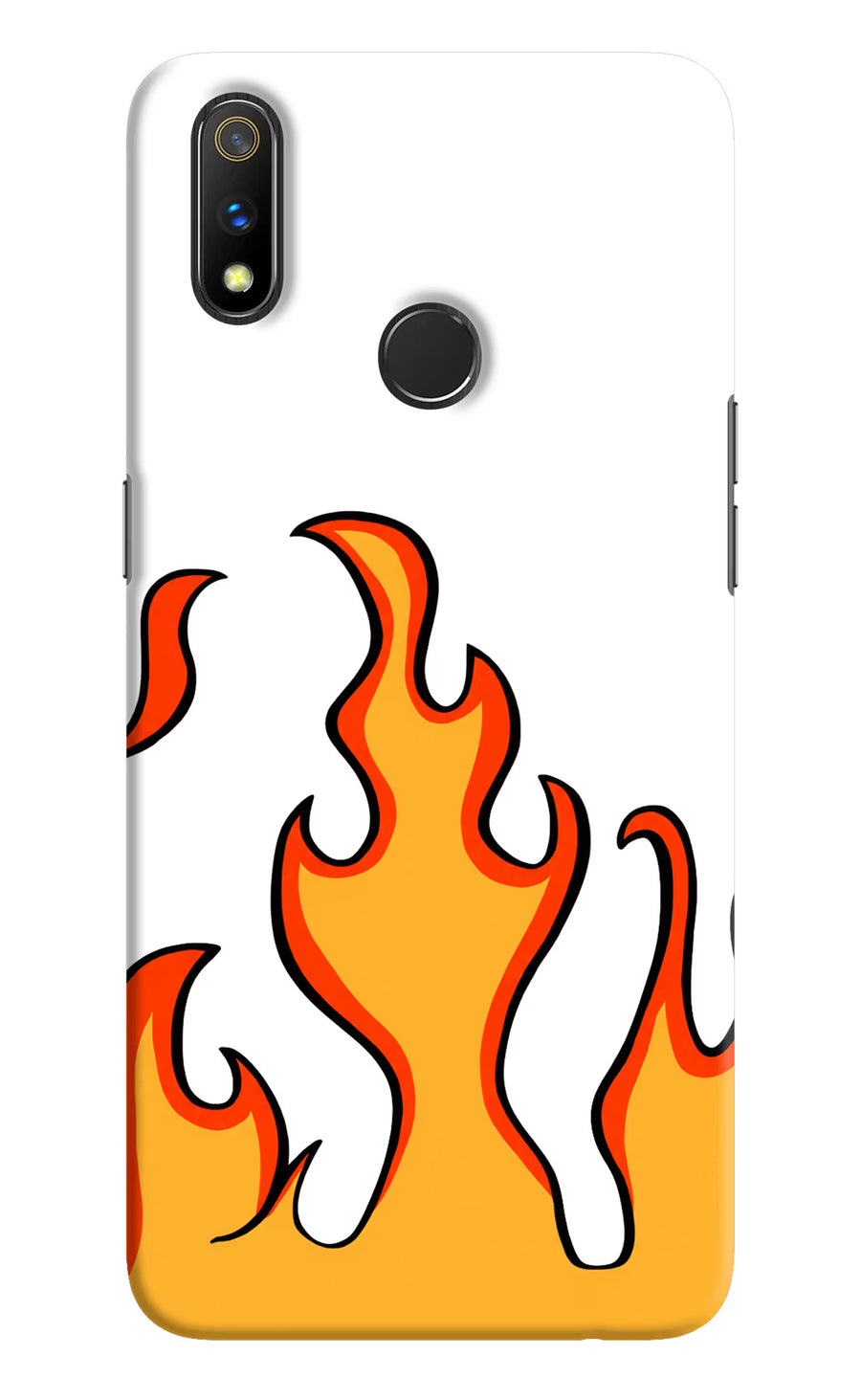Fired Up – White Realme 3 Pro Back Cover, Hard case