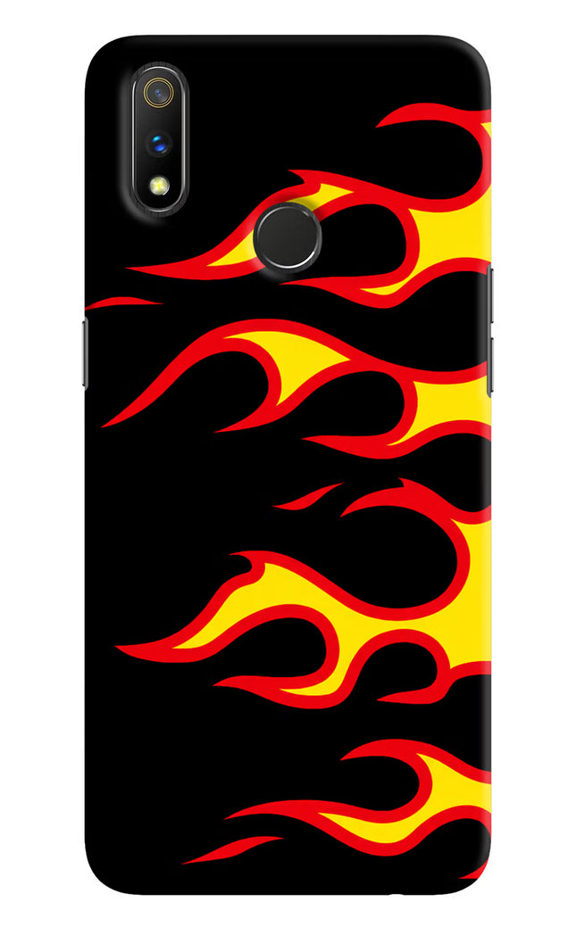 Side Sweep Flames Realme 3 Pro Hard Case Back Cover by Casekaro