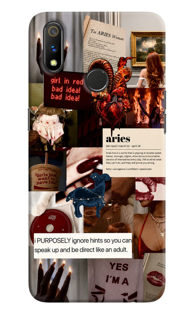 Zodiac Aries Realme 3 Pro Hard Case Back Cover by Casekaro